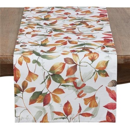 SARO LIFESTYLE SARO 5050.M1672B 16 x 72 in. Rectangle Fall Leaves Design Table Runner in Soft Tones - Multi Color 5050.M1672B